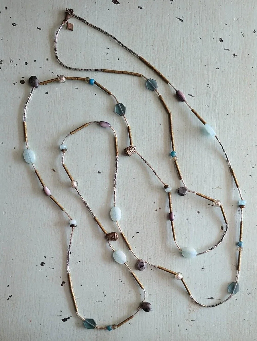 Silpada 60in Multi Colored Beads And Stones Long Wrap  Necklace